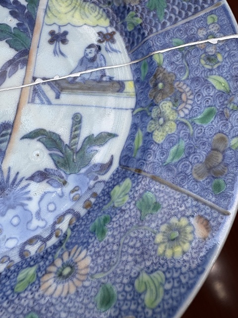 古玩陶瓷西廂記斗彩盤真品鑒賞圖