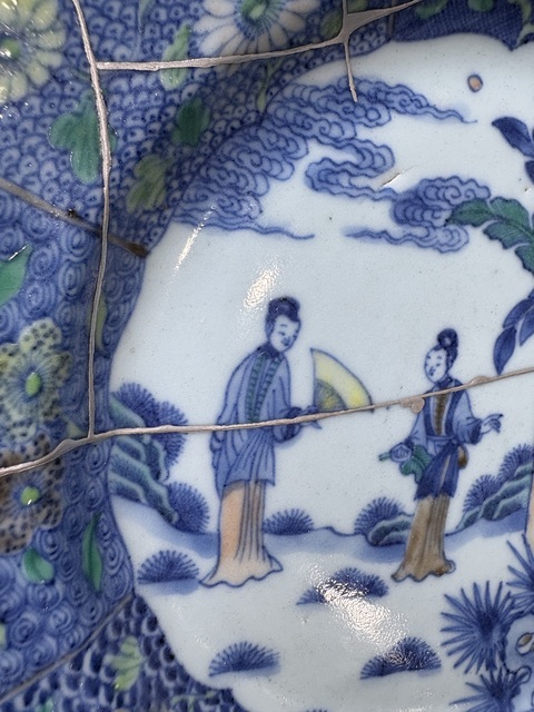 古玩陶瓷西廂記斗彩盤真品鑒賞圖