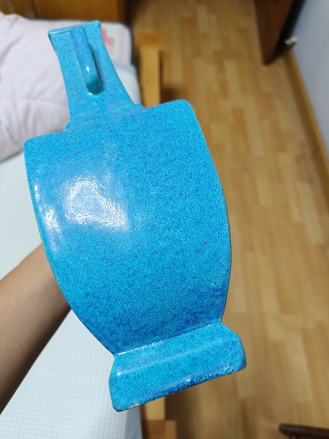 古玩陶瓷爐鈞釉雙耳四方瓶真品鑒賞圖