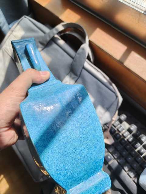 古玩陶瓷爐鈞釉雙耳四方瓶真品鑒賞圖