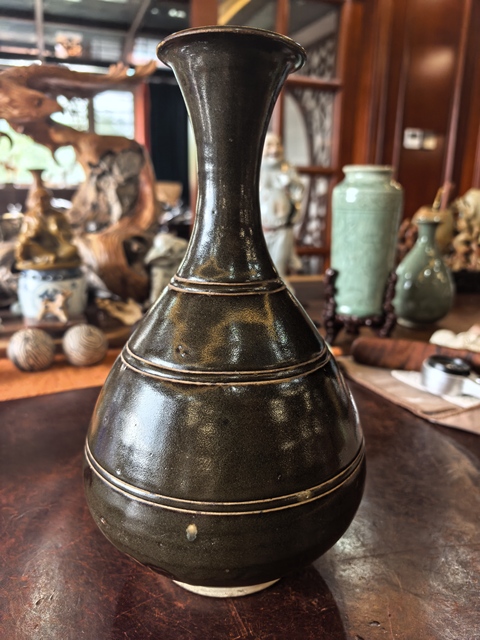 古玩陶瓷磁州窯茶葉末釉玉壺春瓶真品鑒賞圖
