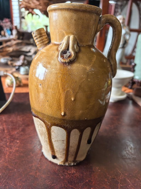 古玩陶瓷黃釉執壺真品鑒賞圖