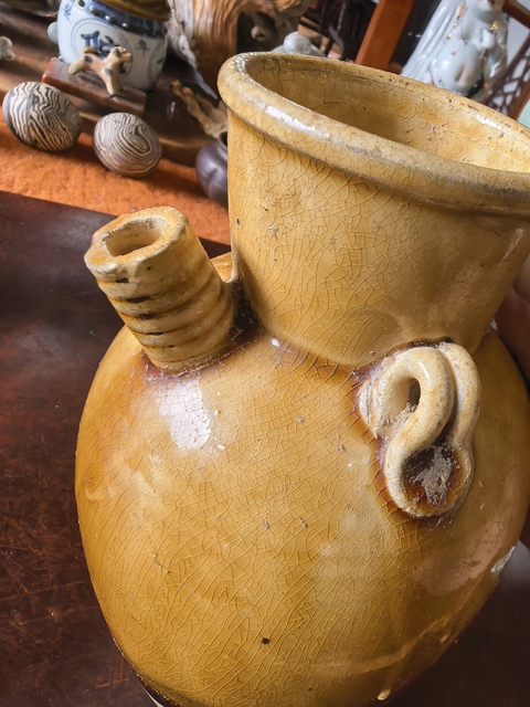 古玩陶瓷黃釉執壺真品鑒賞圖