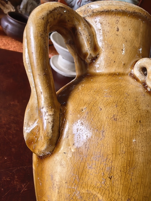 古玩陶瓷黃釉執壺真品鑒賞圖