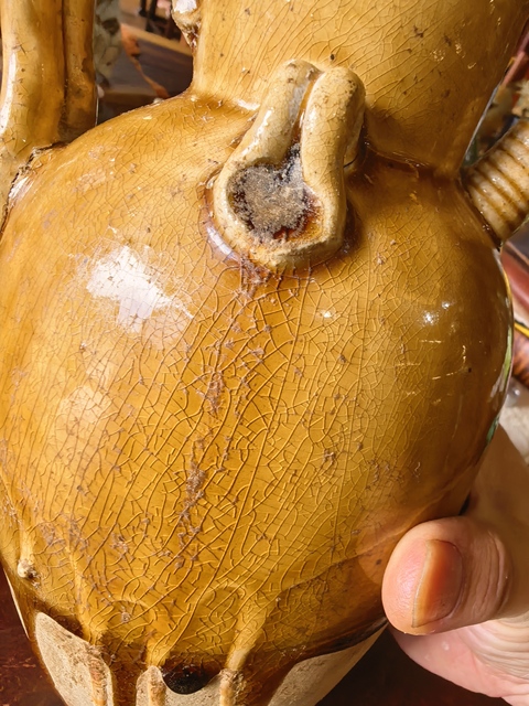 古玩陶瓷黃釉執壺真品鑒賞圖