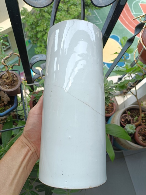 古玩陶瓷民國淺降彩帽筒真品鑒賞圖