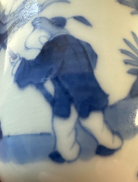 古玩陶瓷日本明治青花人物故事杯真品鑒賞圖