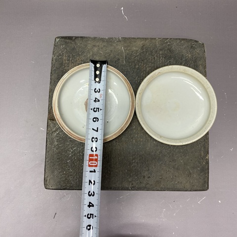 古玩陶瓷山水紋青花印泥盒真品鑒賞圖