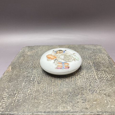 古玩陶瓷太白醉酒圖印泥盒真品鑒賞圖