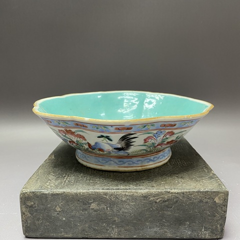 古玩陶瓷冠上加冠粉彩碗真品鑒賞圖