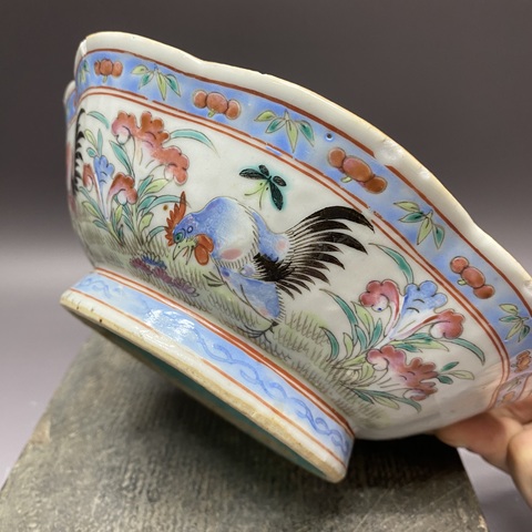 古玩陶瓷冠上加冠粉彩碗真品鑒賞圖
