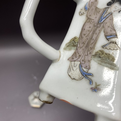 古玩陶瓷仕女詩紋六方粉彩執(zhí)壺真品鑒賞圖