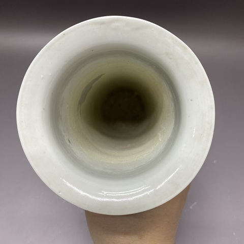 古玩陶瓷青花五彩喜報平安花觚真品鑒賞圖