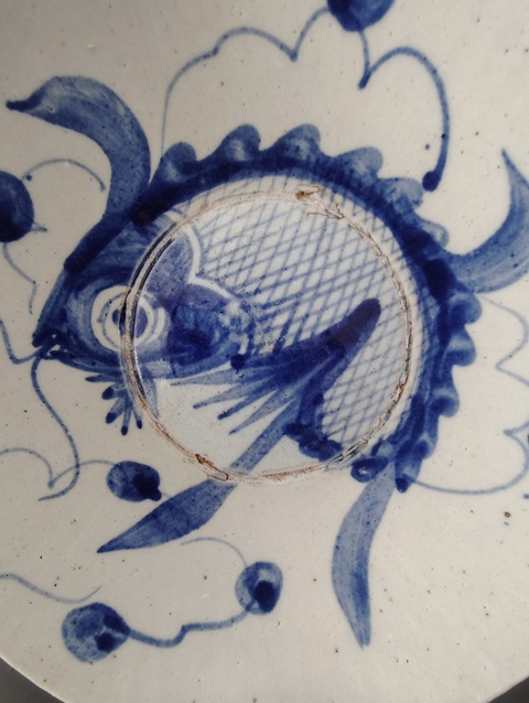 古玩陶瓷清末民初 青花魚盤真品鑒賞圖