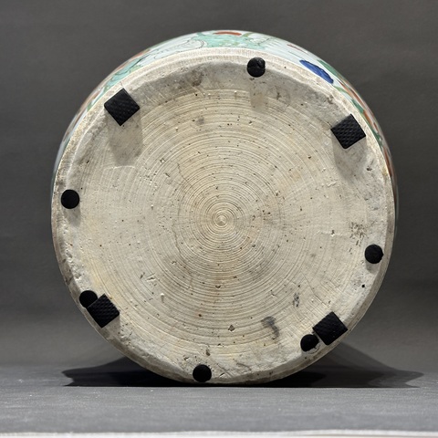 古玩陶瓷蓮池游禽滿池嬌五彩將軍罐真品鑒賞圖