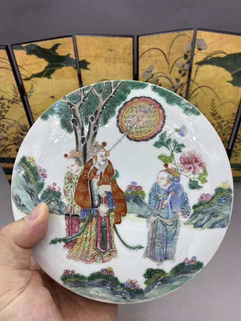 古玩陶瓷粉彩人物故事紋水洗真品鑒賞圖