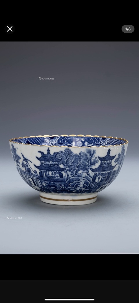 古玩陶瓷青花山水人物碗拍賣，當前價格1500元