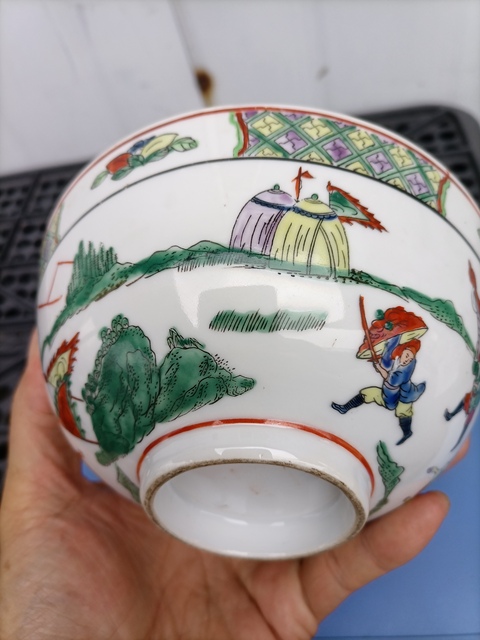 古玩陶瓷五彩人物故事紋碗拍賣,當前價格880元