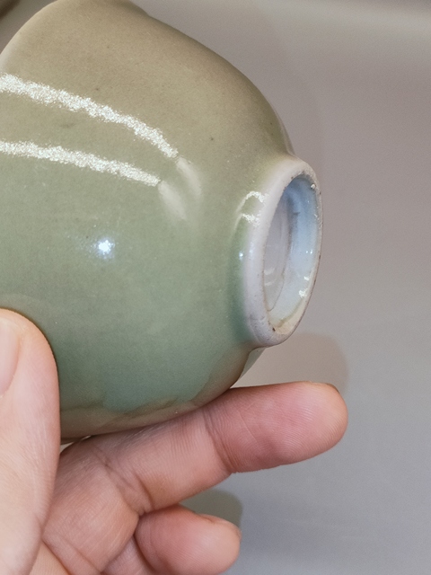古玩陶瓷民國(guó)，豆青釉茶碗拍賣，當(dāng)前價(jià)格160元