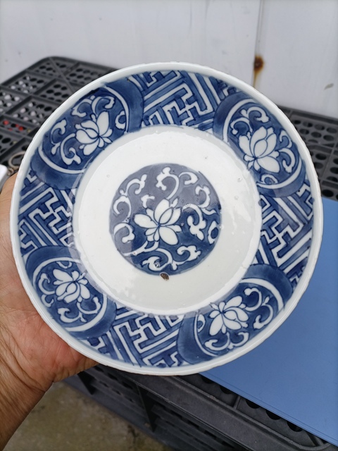 古玩陶瓷青花留白花卉紋盤拍賣,當前價格3000元