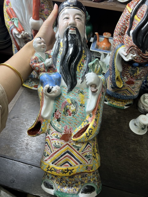 古玩陶瓷民國(guó)晚期建國(guó)初福祿壽瓷塑真品鑒賞圖