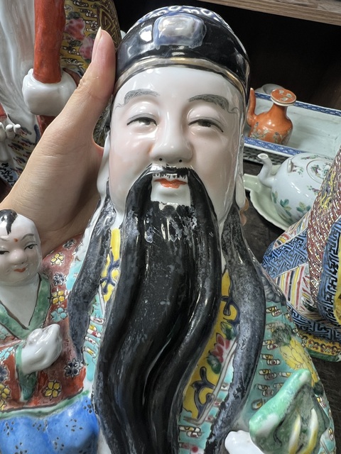 古玩陶瓷民國(guó)晚期建國(guó)初福祿壽瓷塑真品鑒賞圖