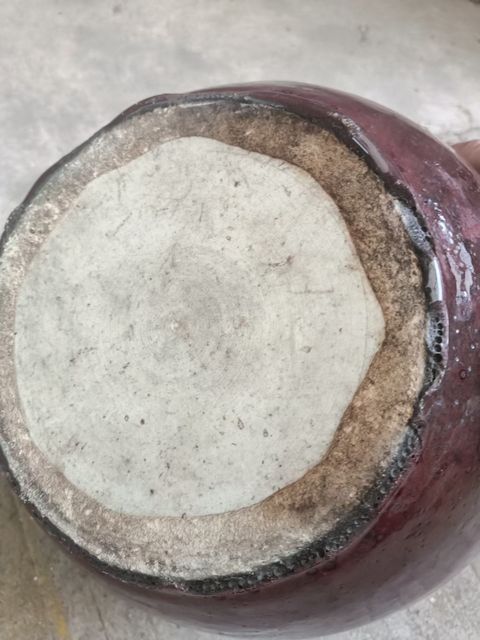 古玩陶瓷紅釉缽式香爐真品鑒賞圖