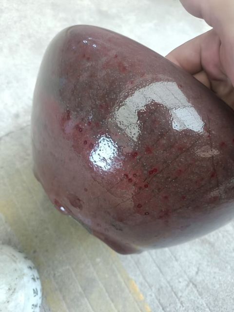 古玩陶瓷紅釉缽式香爐真品鑒賞圖