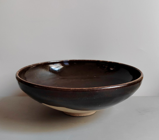 古玩陶瓷元代黑釉斗笠大碗拍賣，當前價格152元