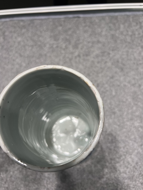 古玩陶瓷明崇禎 青花把杯真品鑒賞圖