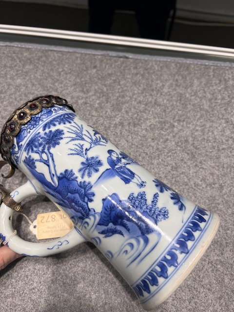 古玩陶瓷明崇禎 青花把杯真品鑒賞圖