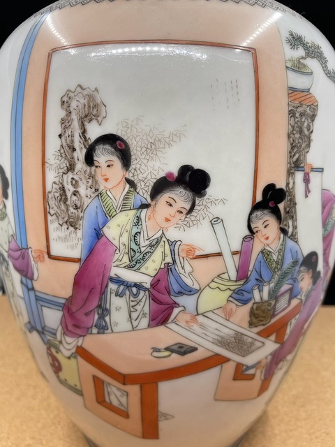 古玩陶瓷仕女紋粉彩瓶真品鑒賞圖