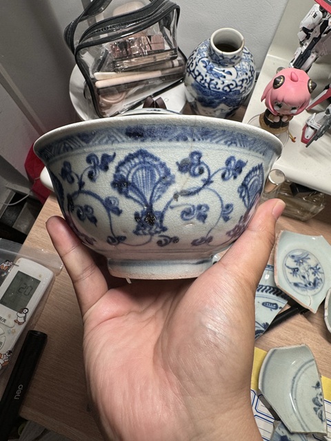 古玩陶瓷明中期青花碗真品鑒賞圖