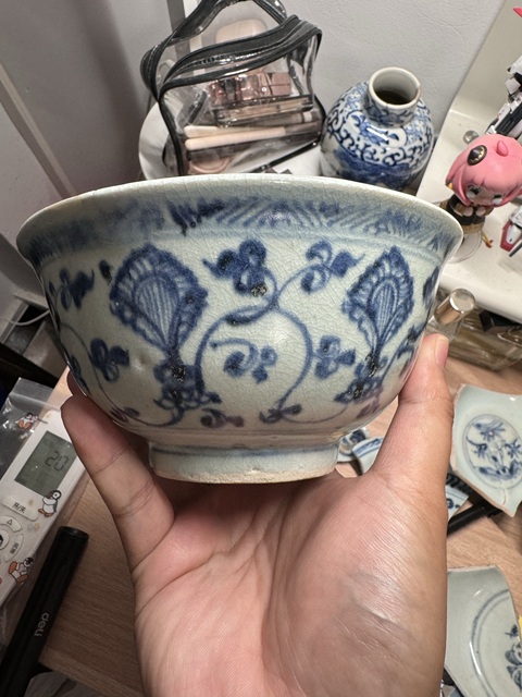 古玩陶瓷明中期青花碗真品鑒賞圖