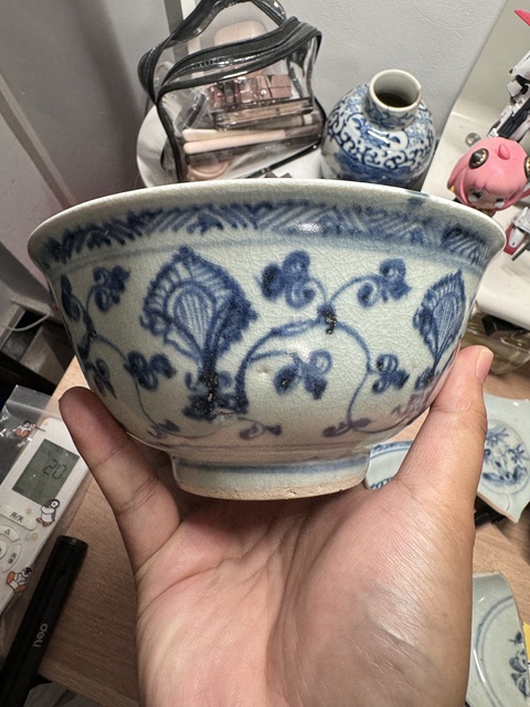 古玩陶瓷明中期青花碗真品鑒賞圖