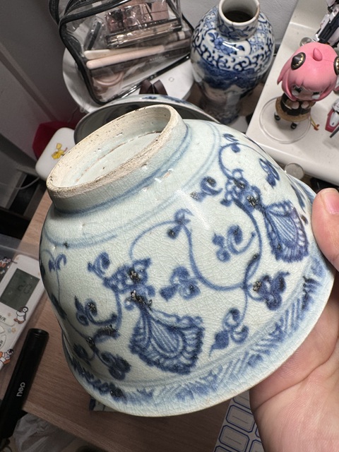 古玩陶瓷明中期青花碗真品鑒賞圖