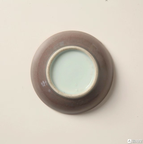 古玩陶瓷豇豆紅釉印盒底真品鑒賞圖