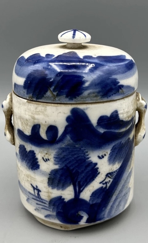 古玩陶瓷青花蓋盅真品鑒賞圖