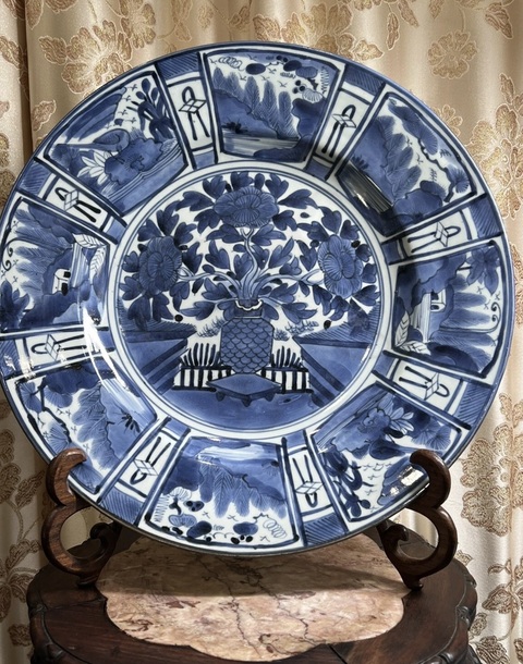 古玩陶瓷青花花卉紋盤真品鑒賞圖