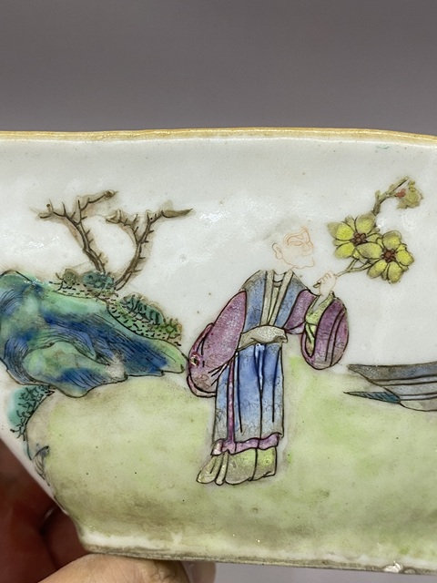 古玩陶瓷粉彩鐘馗人物角碗真品鑒賞圖