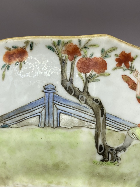 古玩陶瓷粉彩鐘馗人物角碗真品鑒賞圖