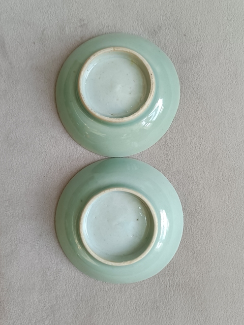 古玩陶瓷豆青釉盤真品鑒賞圖