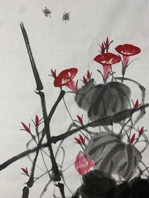 古玩字畫白石孫女齊慧娟 喇叭花小雞圖拍賣,當前價格0元