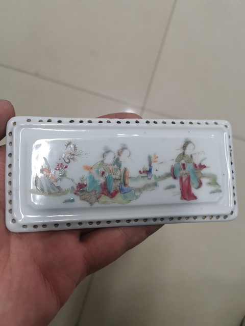 古玩陶瓷粉彩人物故事瓷板真品鑒賞圖