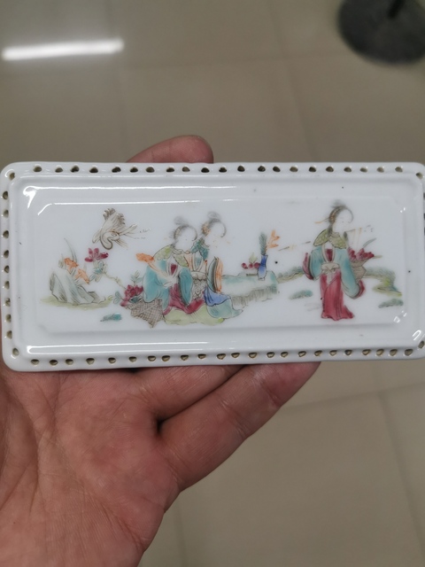 古玩陶瓷粉彩人物故事瓷板真品鑒賞圖