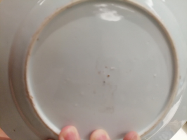 古玩陶瓷清乾隆?樓臺亭閣山水紋青花盤拍賣,當前價格2500元