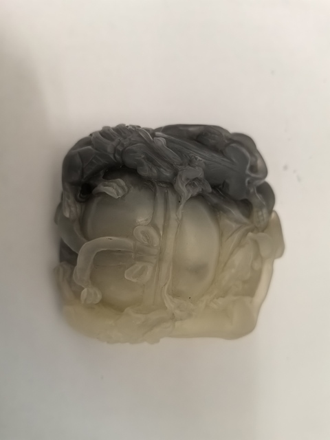 古玩雜項雙龍戲珠手把件真品鑒賞圖