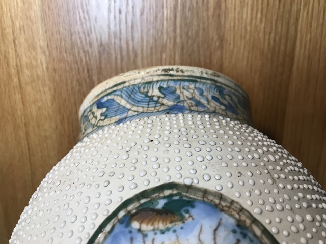 古玩陶瓷鶴鹿同春珍珠釉瓶真品鑒賞圖