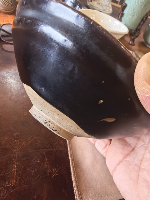 古玩陶瓷遇林亭窯變黑釉束口碗真品鑒賞圖