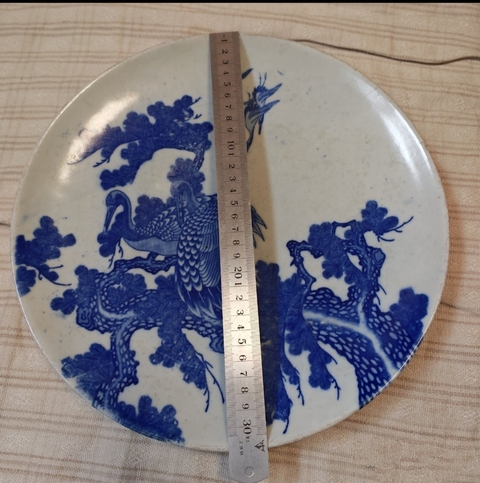 古玩陶瓷松鶴紋青花盤真品鑒賞圖